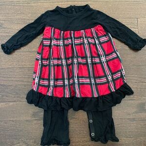 Plaid Red and Black Baby Dress with Leggings